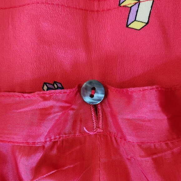 Vintage Chloe made in France tetris print midi pockets silk skirt Sz S - Picture 8 of 9